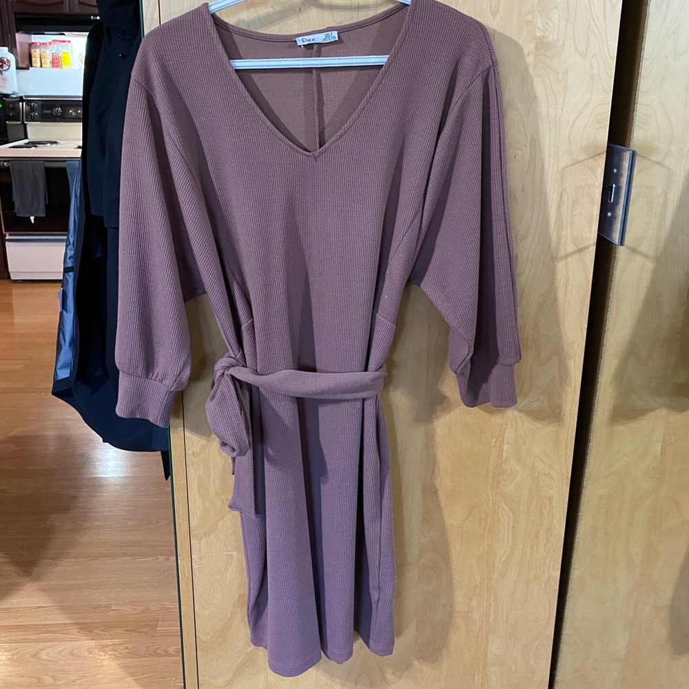 Dex Reddish Sweater Dress Tie Waist Knit Long Sleeve Fall Winter Size [S]